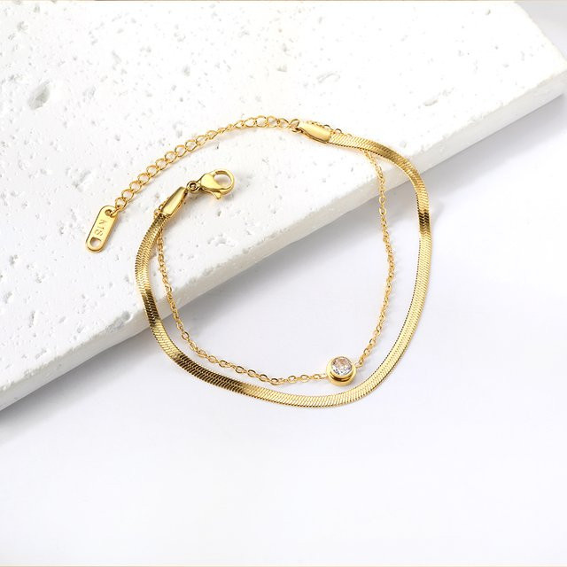 LUXUSTEEL Armband, Edelstahl, Gold, Damen, Fischgräten Schlange Kette - Bild 1