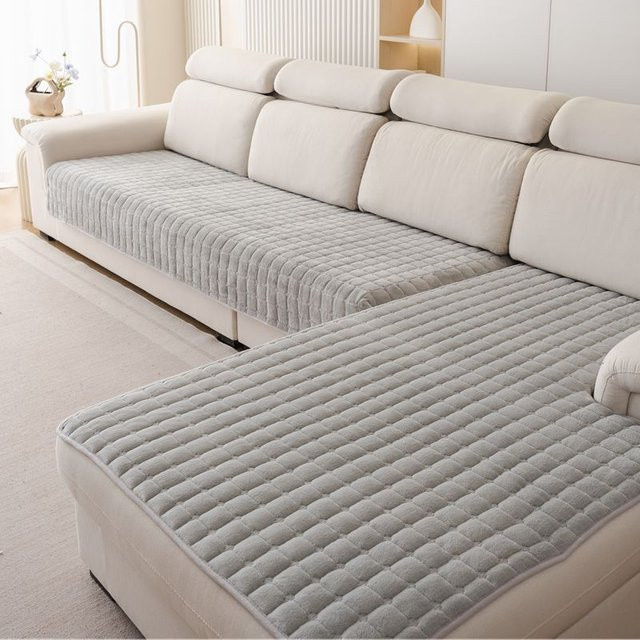 YiLi-Studio Flanell-Plüsch-Sitzkissen in Grau, Antirutsch-Sofabezug aus Fleece, B/B: 45 x 45 cm - Bild 1