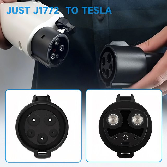 MINESPEED SAE J1772 Ladeadapter für Tesla Model 3 Y S X, 80 Amp 240 V AC Elektrofahrzeug Schnellladegerät Stecker, Schwarz - Bild 1