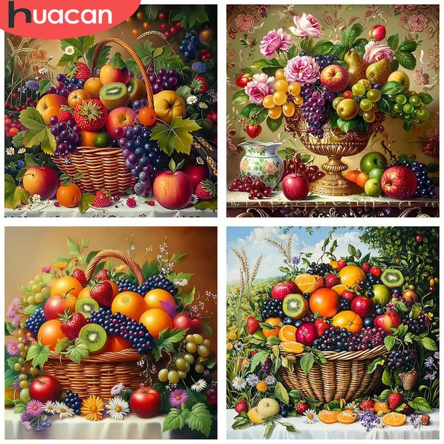 HUACAN DIY Diamantmalerei Stillleben Obstkorb 5D Mosaik Bild in Multicolor, B/H: 20 x 20 cm - Bild 1