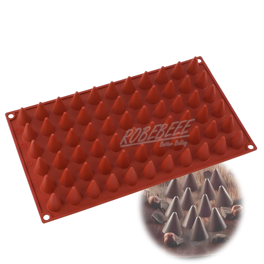 robebeee Silikonform für Schokolade und Pralinen in Kegelform mit 66 Fächern zum Backen und DIY-Gestalten - Bild 2