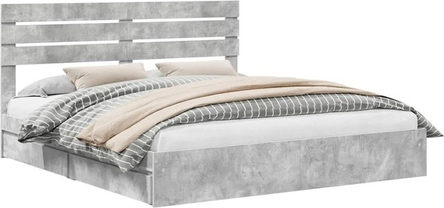 vidaXL Stauraumbett mit Schubladen in Betongrau, B/T/H: 200 x 200 x 203 cm - Bild 1