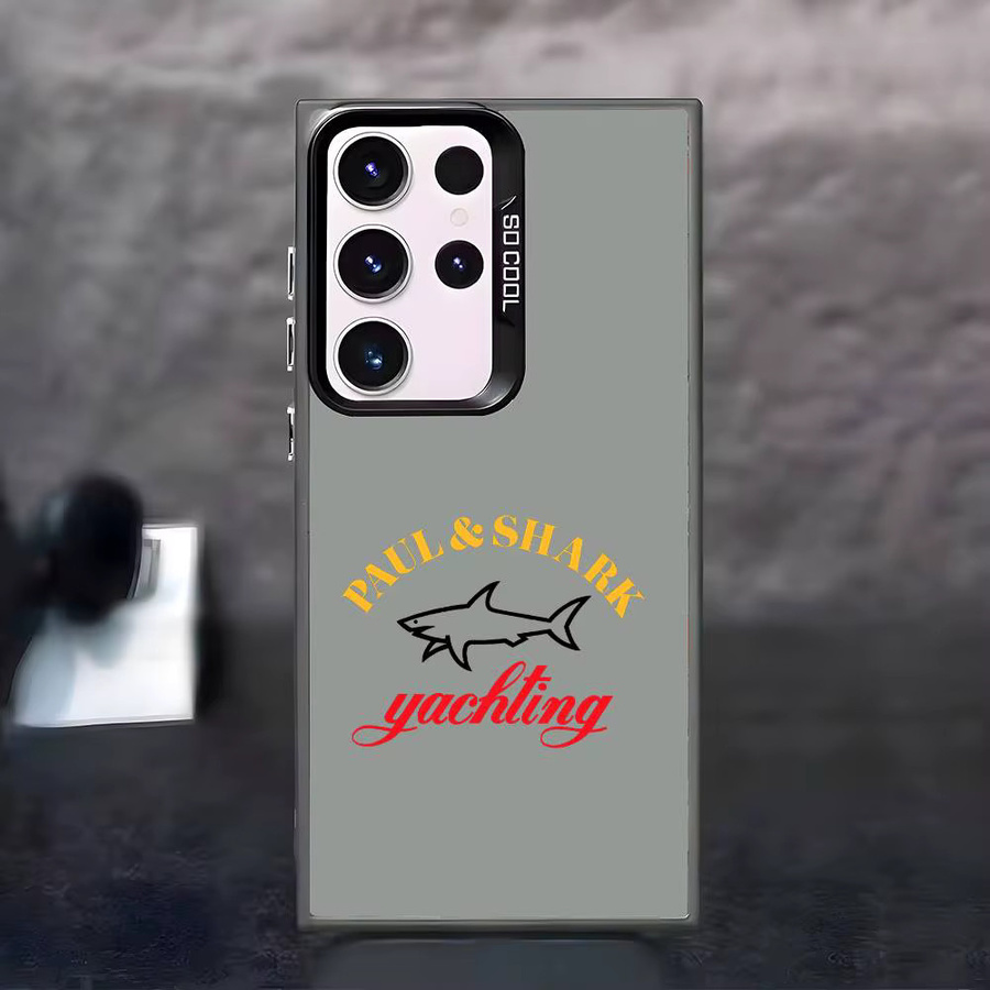 S-S-SHARKS Mode P-PAULS Handyhülle für Samsung Galaxy S20 bis S25 Ultra mit galvanisiertem Design und silbernem Knopf in Silber und Grau - Bild 2