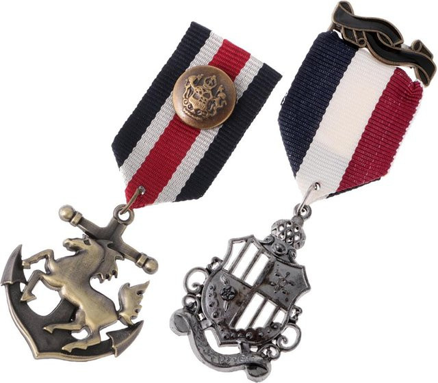 Brosche Anstecknadel, Marine-Stil, Medaille, Schwarz, Unisex - Bild 1