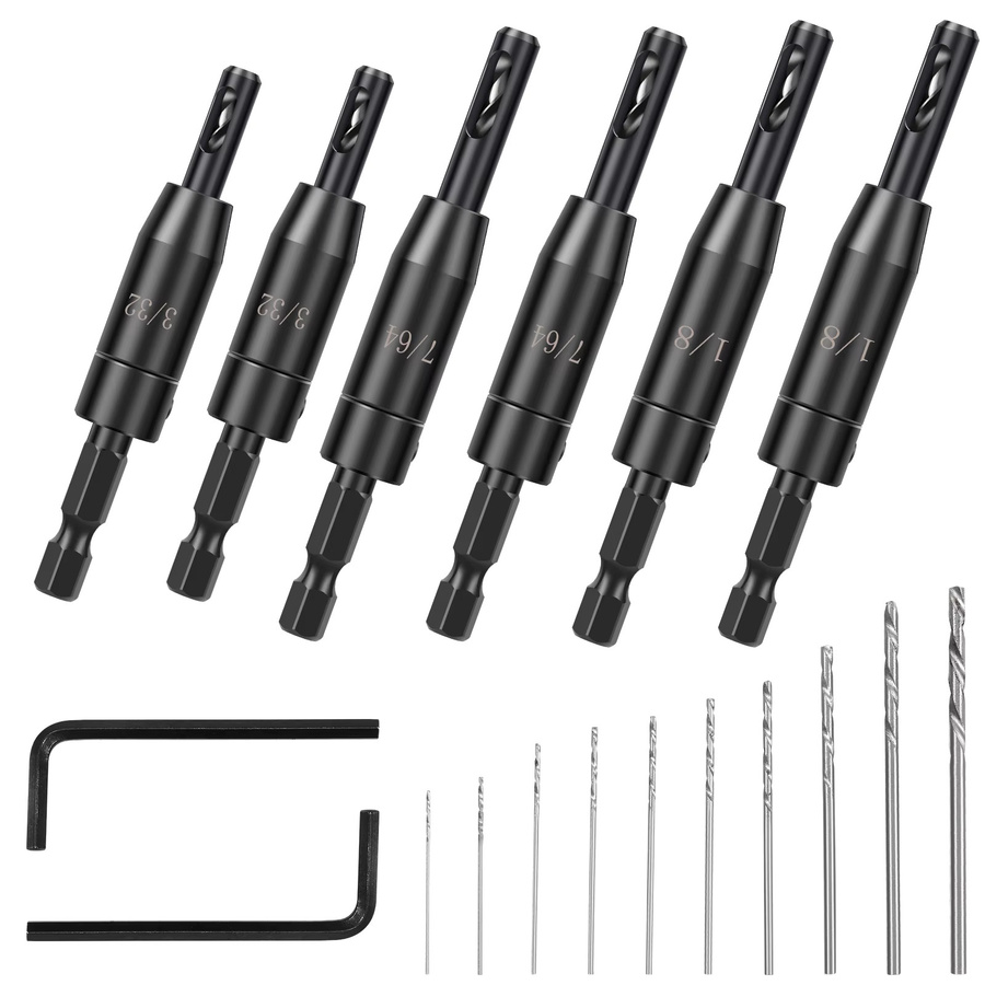 Hands DIY 16-teiliges selbstzentrierendes Bohrer-Set für die Präzisionsholzbearbeitung mit 10 Spiralbohrern und Sechskantschlüssel - Bild 6