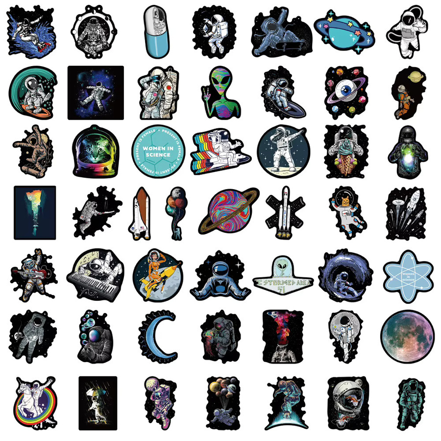 GOGOTU Weltraum-Astronauten-Graffiti-Aufkleber, 50-teiliges Set, PVC, multicolour - Bild 3