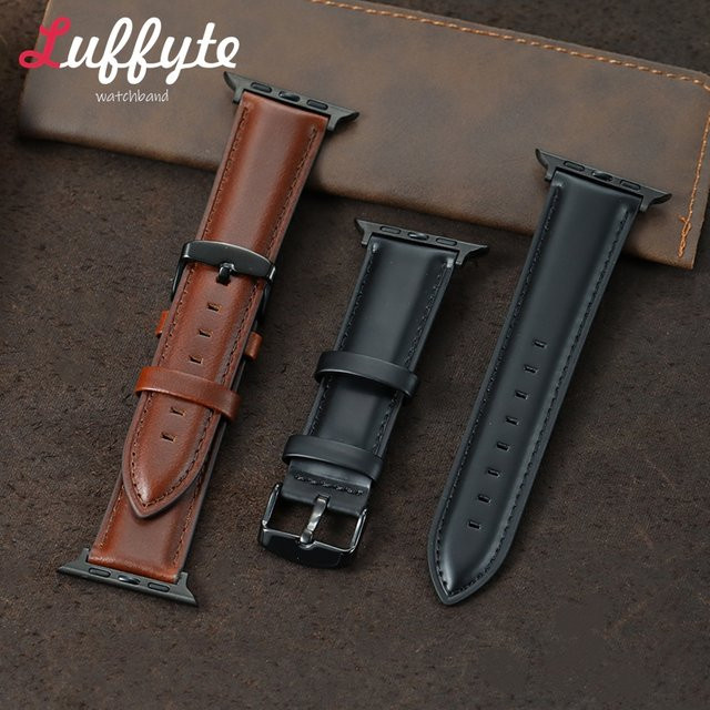 luffyte Smartwatch-Armband Leder, schwarz, Unisex - Bild 1