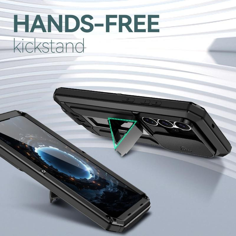 Robuste 360 Grad Schutzhülle aus Metall für Samsung Galaxy S24 Ultra und S23 Ultra in Schwarz - Bild 4