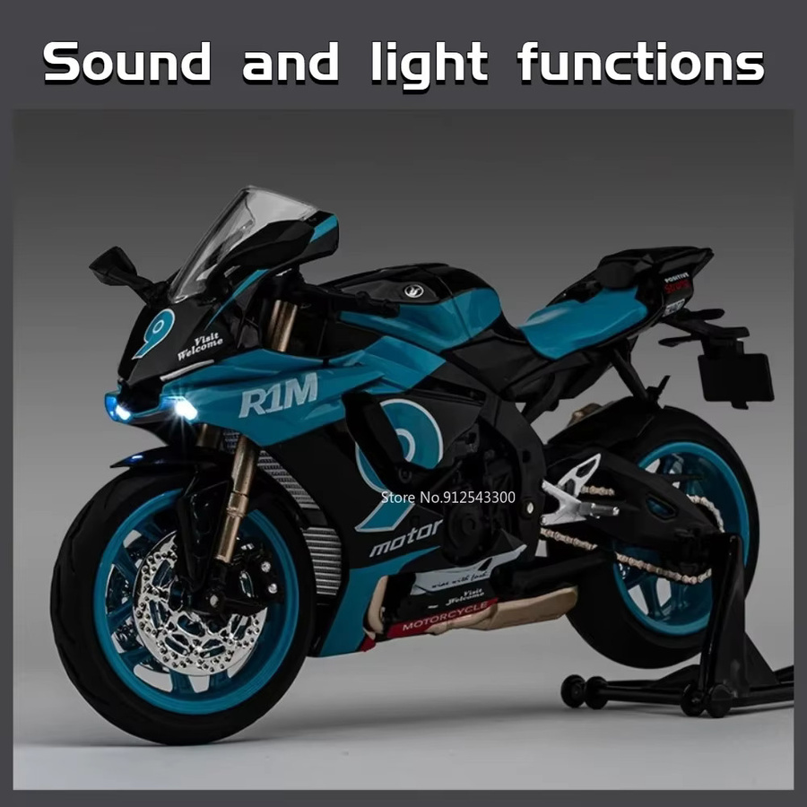 Caipo Yamaha R1M Motorrad Modell, 1:12, Metall, Blau - Bild 2