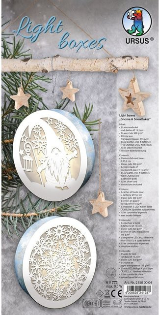 URSUS 2er-Set Lightboxes Gnome & Snowflakes in Weiß mit Wichteln und Schneeflocken für Weihnachten und Winter - Bild 1