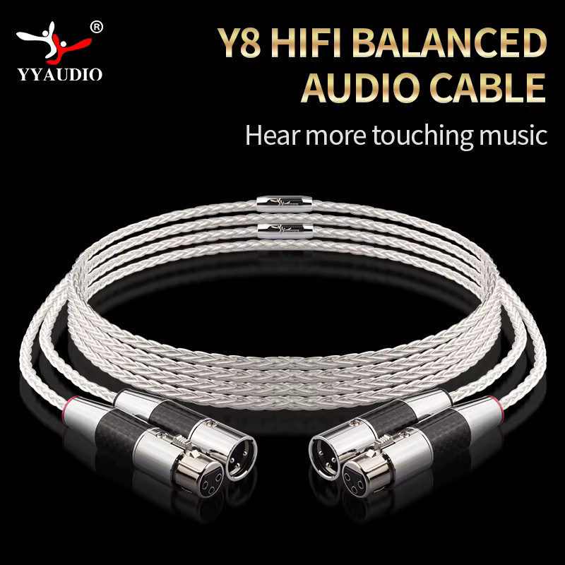 YYAUDIO Hifi XLR Kabel Paar aus reinem 7N OCC versilbertem Audiokabel mit Kohlefaser in Schwarz - Bild 2
