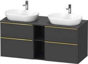 Duravit Waschtischunterschrank D-Neo in Grau Matt mit Schubladen und offenen Regalfächern, Wandmontage, B/T/H: 140 x 55 x 66,4 cm - Bild 1