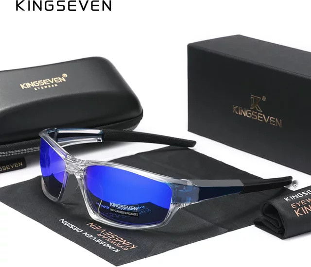 KINGSEVEN Sportsonnenbrille, Unisex, Vollrand, Wrap, Blau, Kunststoff - Bild 1