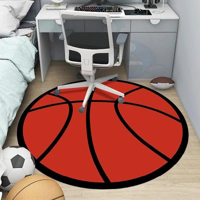 Runde Bodenmatte Lodestar mit Sportball-Muster in Rot, Durchmesser: 40 cm - Bild 1