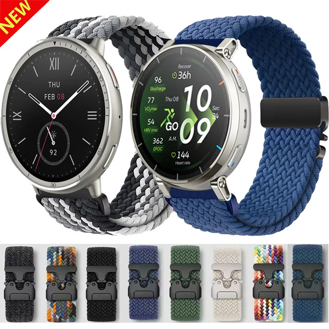 Uhrenarmband Nylon, Schwarz, 20mm 22mm, für Amazfit Active 2 Square/3/2/Max/Balance 2/Bip 6 - Bild 1