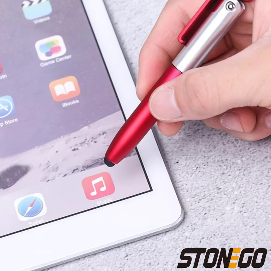 STONEGO 4-in-1 Multifunktions-Kugelschreiber mit Stylus, Taschenlampe und Handyständer in Grün - Bild 3