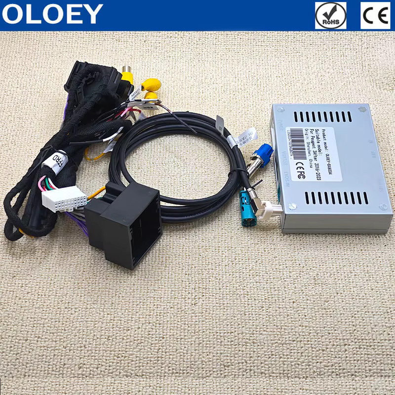 OLOEY Rückfahrkamera Set für Peugeot 208 und 2008 (2017-2023) mit 7 Zoll OEM-Bildschirm-Upgrade und Frontkamera in Schwarz - Bild 3
