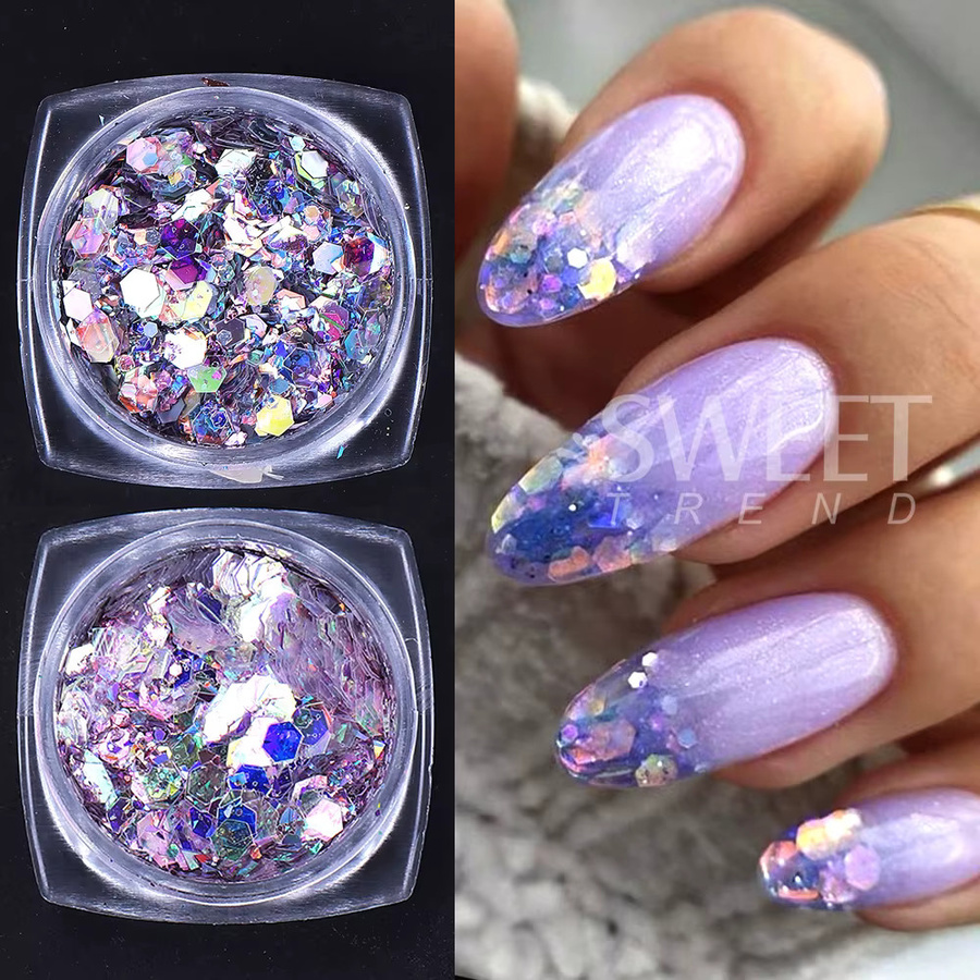 SWEET TREND Nagel-Glitzerflocken, 12 Farben, holografisch, glänzend - Bild 3