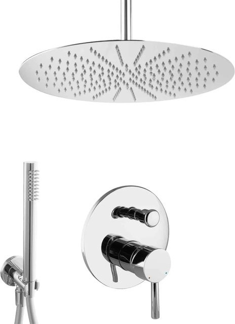PaulGurkes Unterputz Duschsystem XXL mit Regendusche und Handbrause, Chrom, Breite: 40 cm - Bild 1