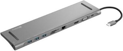 Sandberg USB-C 10-in-1 Docking Station in Silber/Grau mit HDMI, VGA und Ethernet/LAN - Bild 1
