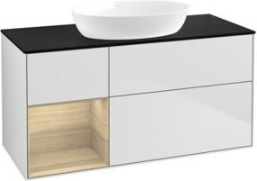 V&B Waschtischunterschrank Finion in Weiß lackiert mit Eichenregal, Breite: 120 cm, Tiefe: 50,1 cm, Höhe: 50,1 cm - Bild 1