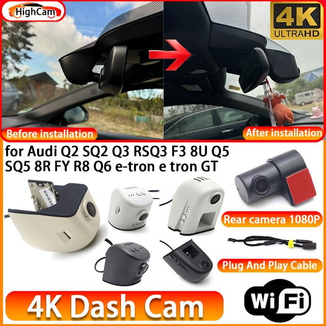 HighCam 4K Dashcam mit WLAN für Audi Q2 Q3 Q5 Q6 R8 E-tron GT inklusive Vorder- und Rückkamera - Bild 1