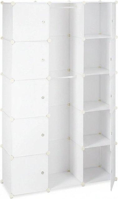 Relaxdays Regalsystem Kleiderschrank aus Kunststoff und Metall in Weiß, erweiterbar, B/T/H: 110 x 37 x 181 cm - Bild 1