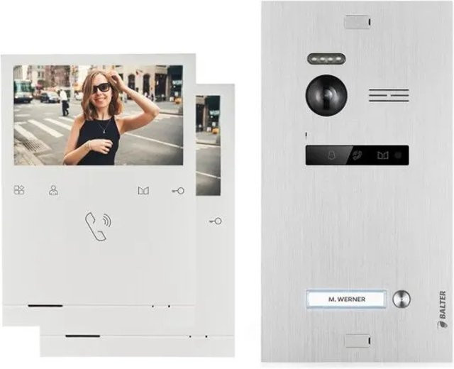 Balter Evo Quick Video Türsprechanlage für 1 Familienhaus mit 2x 4,3 Zoll Monitor 2-Draht Bus in Silber - Bild 1