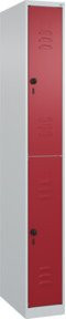 C+P Doppelstock-Spind Classic PLUS mit 1 Abteil, Stahlkonstruktion, Lichtgrau/Rubinrot, H x B x T: 185 x 25 x 50 cm - Bild 1