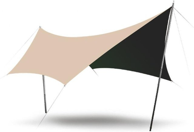 Wasserdichte Outdoor-Gartenüberdachung in Schmetterlingsform aus Oxford-Stoff mit UV-Schutz in Beige - Bild 1