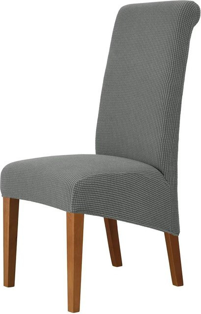 Abnehmbarer Jacquard Stuhlbezug mit hoher Rückenlehne aus elastischem Spandex in Grau - Bild 1