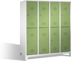 C+P Doppelstockspind Classic mit 8 Fächern und Garderobenstange, Korpus Lichtgrau, Front Resedagrün, H: 185 cm, B: 159 cm, T: 50 cm - Bild 1