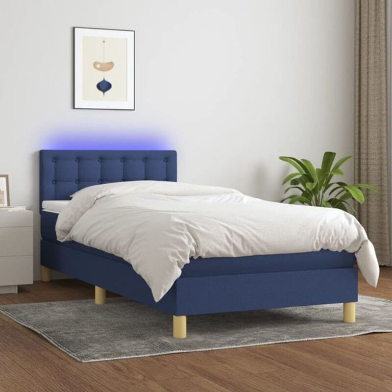 Vidaxl Boxspringbett mit Matratze aus Stoff in Blau und Weiß, B/T/H: 80 x 200 cm - Bild 1