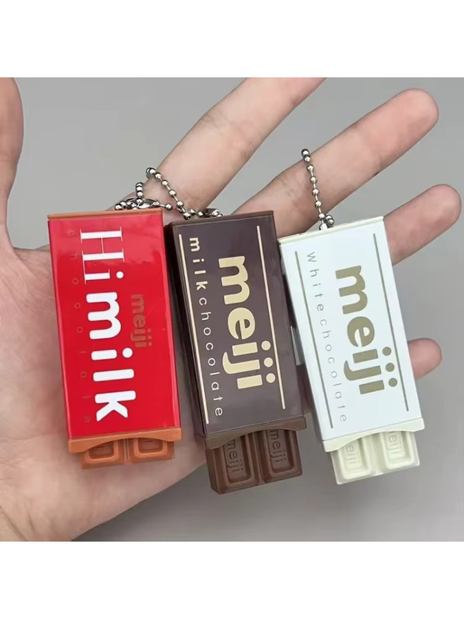 Bandai Japanischer Stil Simulierter Meiji Schokoladen-Schlüsselanhänger, Fidget Toy, Biegbarer Snap-Anhänger - Bild 5