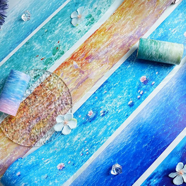 Seaside Beach PET-Klebeband Multicolor, dekoratives Washi-Tape für Journaling, Scrapbooking und Collage, Länge: 2 m - Bild 1