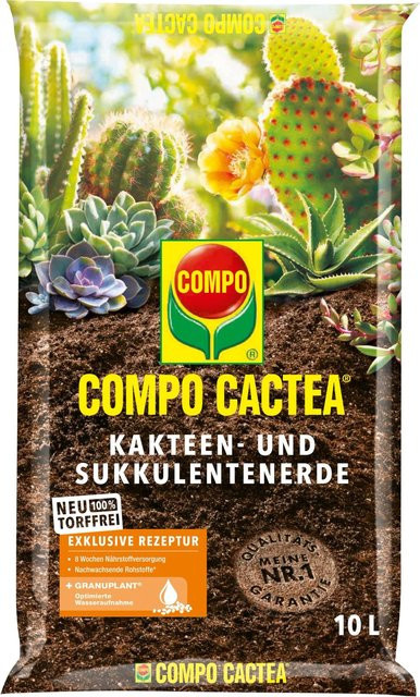 Compo Cactea Torffreie Kakteen- und Sukkulentenerde mit Quarzsand und Bimsstein, 10 l - Bild 1