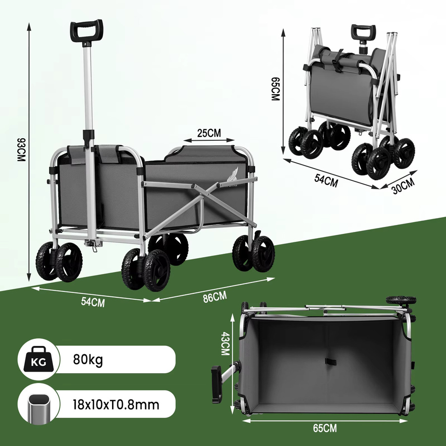 WOLTU Klappbarer Handwagen in Schwarz mit Bremsen und Doppelrädern für Garten, Camping und Outdoor - Bild 6