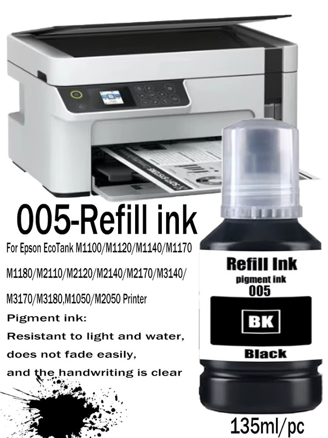 Schwarze kompatible Epson Pigment-Nachfülltinte für Epson M1100 M1120 M1140 M1170 M1180 M2140 M2170 M3140 M3170 3180 Drucker - Bild 3