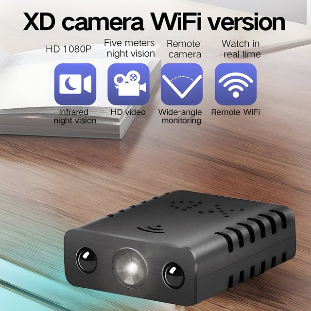 Mini Smart Home Sicherheitskamera XD mit 1080P HD Auflösung, drahtlos WiFi IP Kamera mit Echtzeit-Video und Audio via App, Schwarz - Bild 1