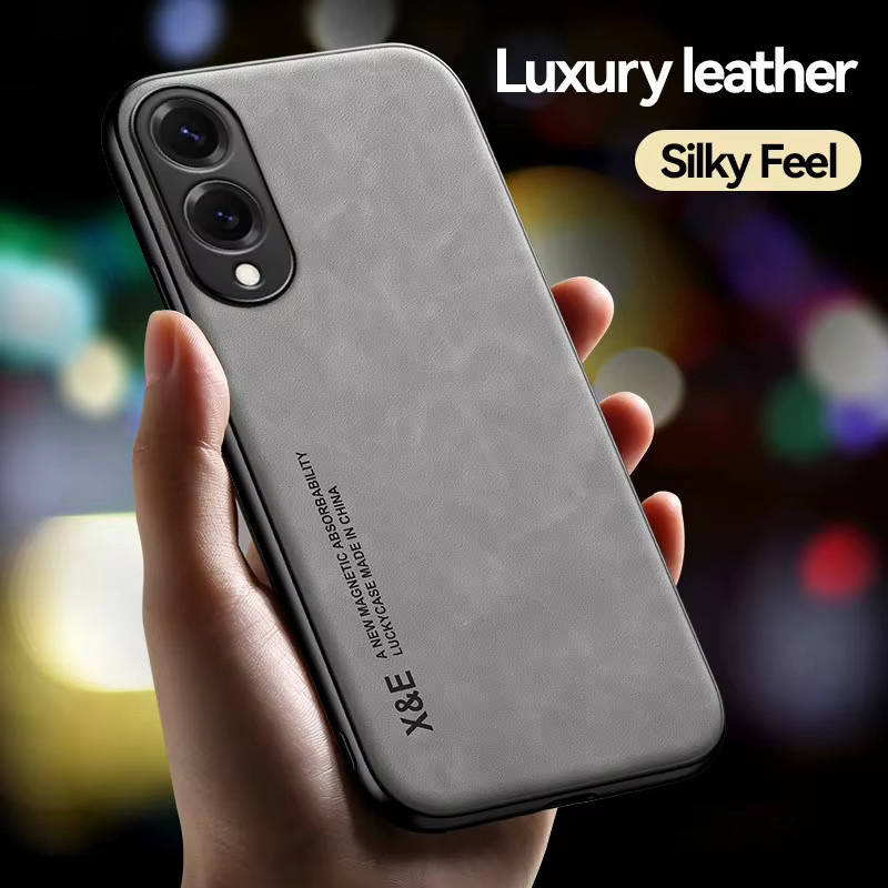 Luxuriöse Magnet-Schutzhülle aus PU-Leder für Samsung Galaxy S26 S25 S24 S23 S22 Ultra Plus in Grau - Bild 3