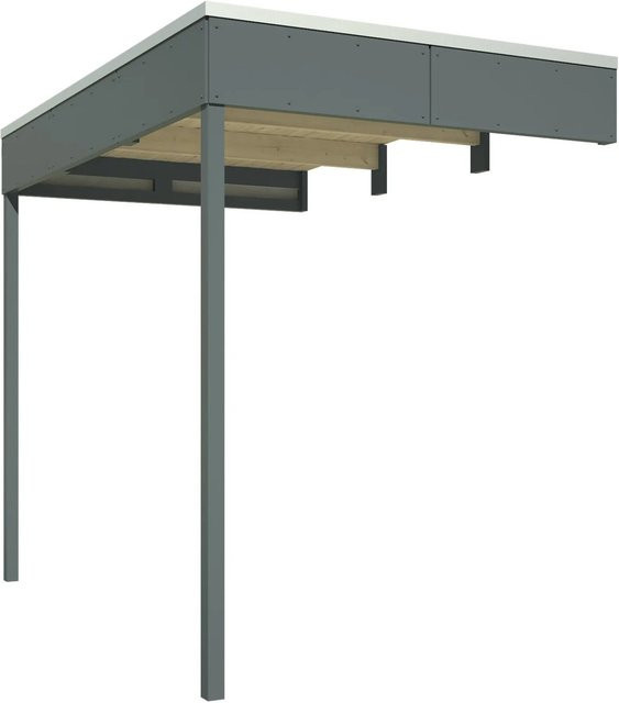 Skan Holz Seitliche Überdachung für Gartenhaus CrossCube Gr.3+4, Farbe: Grau, Breite: 168 cm, Tiefe: 253 cm - Bild 1