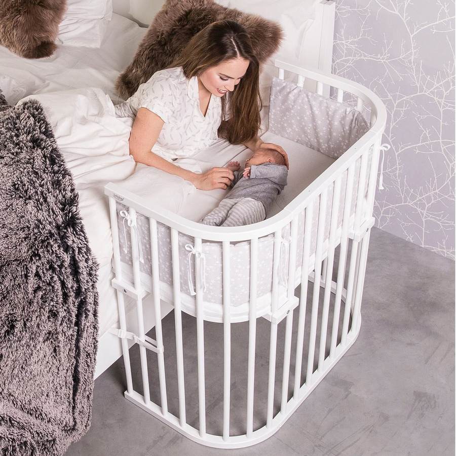 Babybay Beistellbett Boxspring aus Kernbuche in Weiß, B/T: 89 x 51 cm - Bild 1