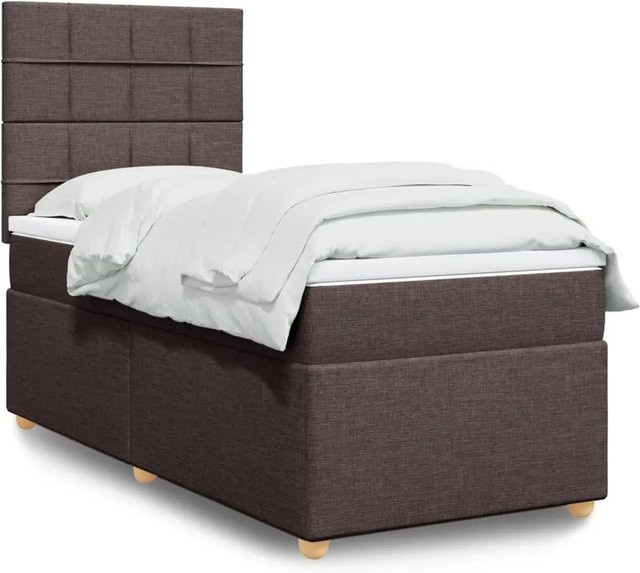 vidaXL Boxspringbett Hybrid mit Matratze und USB-Ladeport, Dunkelbraun und Weiß, B/T/H: 80 x 200 x 150,5 cm - Bild 1