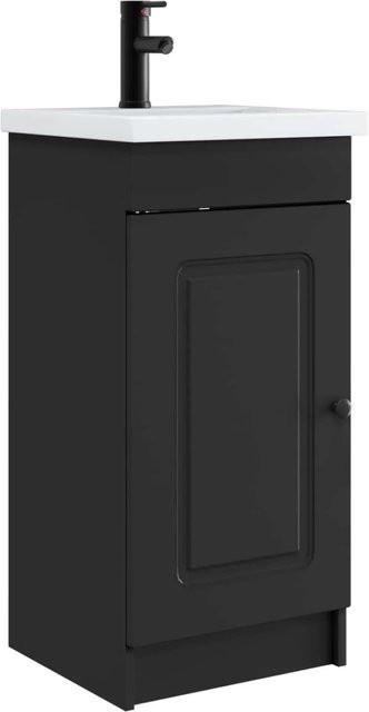 vidaXL Badezimmerschrank mit Waschbecken in Schwarz, modern und matt, B/T/H: 42 x 40 x 84,5 cm - Bild 1