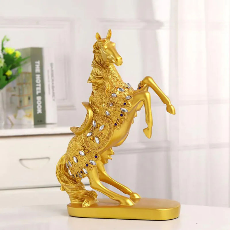 OutsideWorld Retro Pferd Statue in Gold als dekoratives Kunsthandwerk für dein Zuhause oder Büro - Bild 3