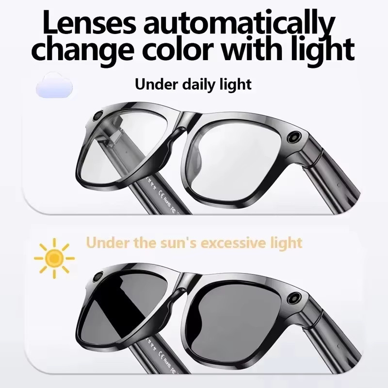 Lenovo Smart-Sonnenbrille mit 8K Bluetooth AI-Funktion, 1200MP HD-Kamera, ChatGPT Sprachassistent, Musikplayer und Anruffunktion in Schwarz - Bild 4