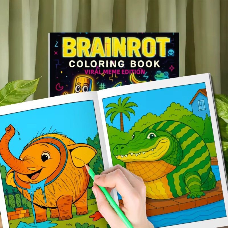 Brainrot-Malbuch mit 28 viralen Meme-Figuren und versteckten Seiten für Teenager und Erwachsene, Mehrfarbig - Bild 3