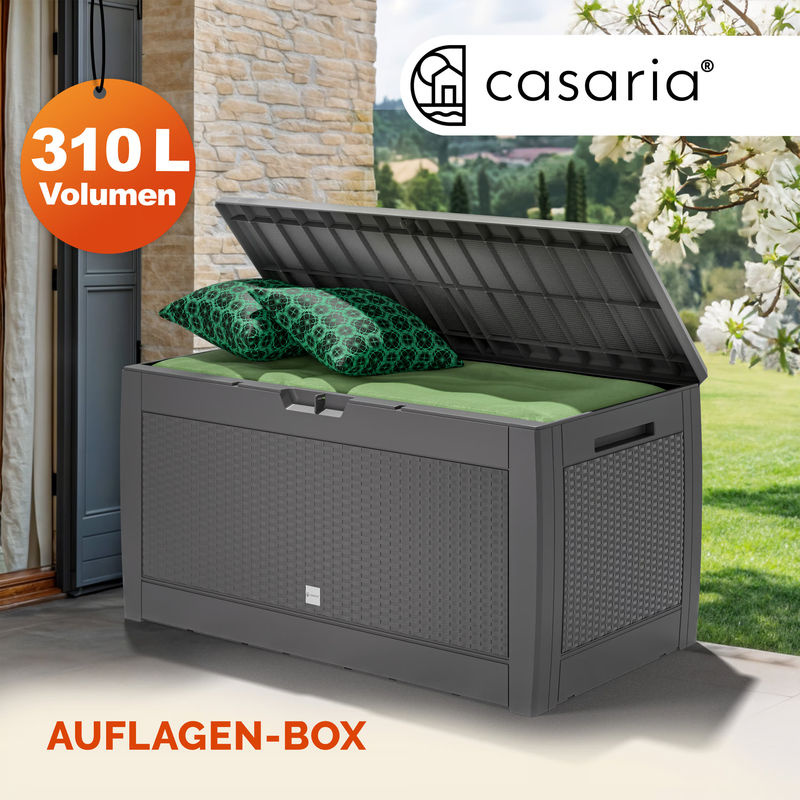 CASARIA Gartenbox Rato in Grau mit Rattan-Optik, 310 Liter, wasserdicht, Kunststoff, B: 119 cm, T: 60 cm, H: 60 cm - Bild 3