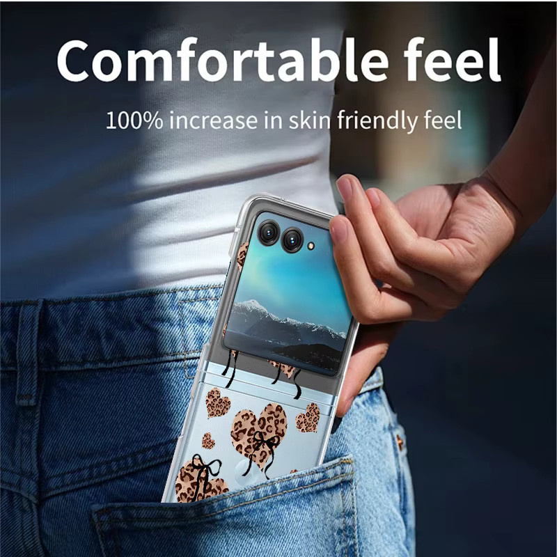 Transparente Motorola Handyhülle mit Leoparden- und Herzmuster für Razr 50 und Razr 40 Ultra, stoßfeste PC-Abdeckung - Bild 5