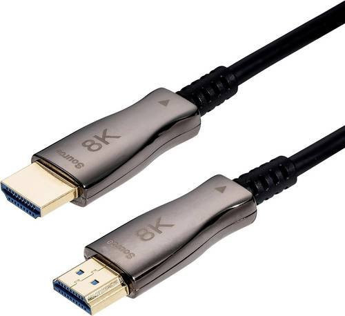 Value HDMI-A Anschlusskabel 8K UHD AOC Aktives Optisches Kabel mit Signalverstärkung Schwarz Länge: 10 m - Bild 1